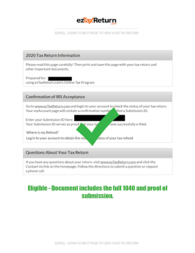 Eligible 1040 example