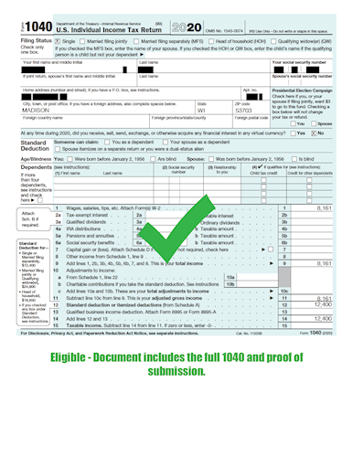 Eligible 1040 example