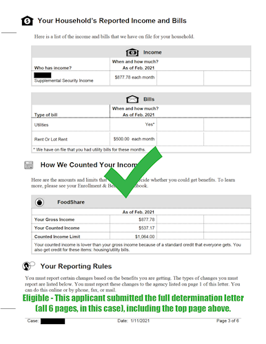 Eligible FoodShare Example